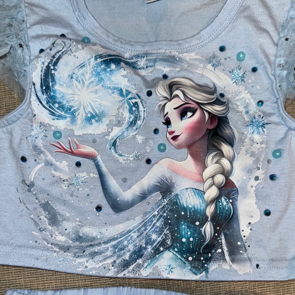 Frozen and Princess Kids Top and Skirt sets - Blue and Pink - Picture 6 of 7